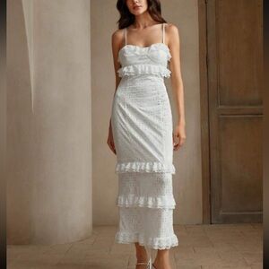 Elegant White Eyelet Dress